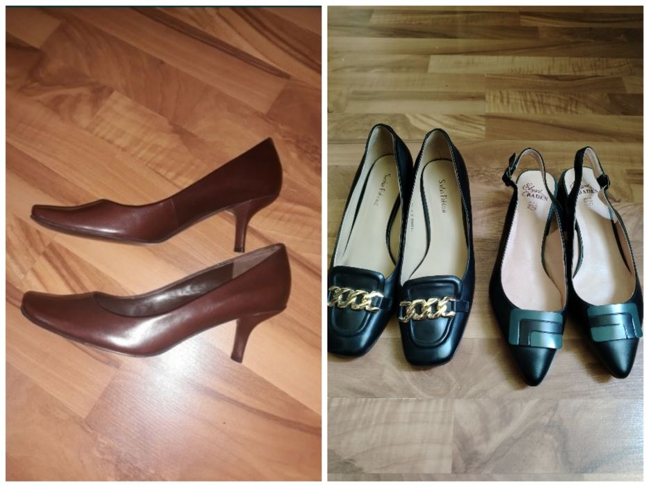 Туфли кожаные брендовые, 3 пары., р-ры 36,5 и 38-39