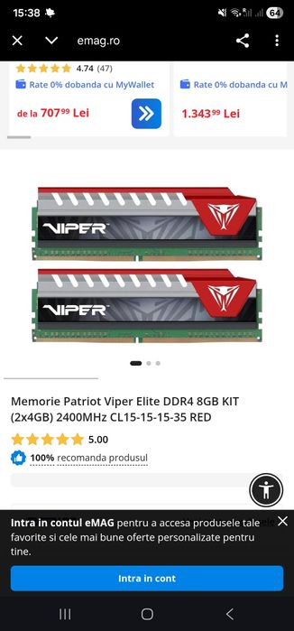 RAM Computer Viper Elite 8 GB x 2