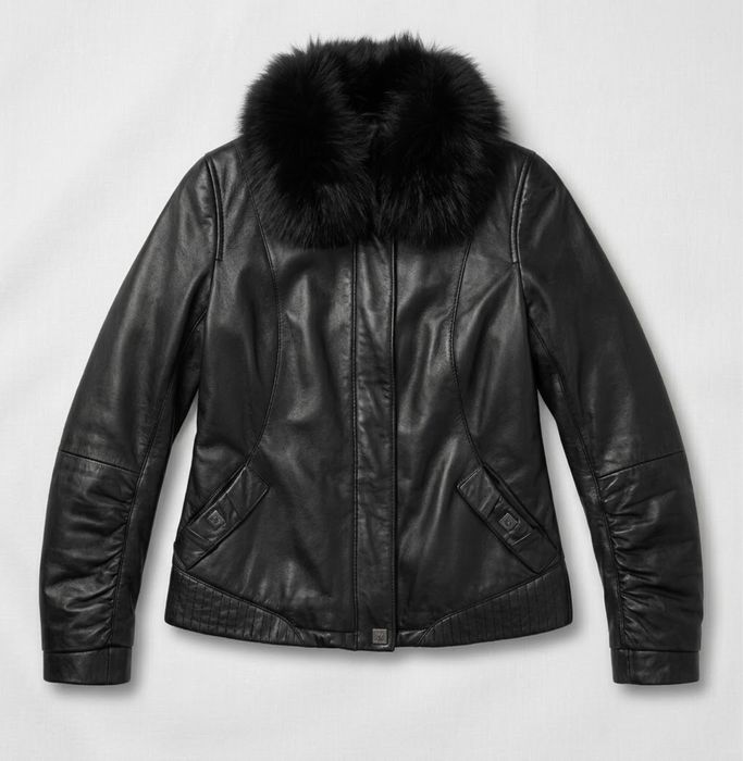 Кожаная куртка Guy Laroche с меховым воротником