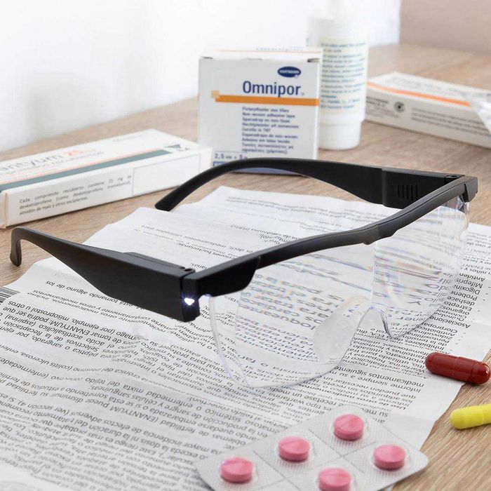 Ochelari marire tip lupa cu 2 lumini LED pentru bricolaj, citit, cusut