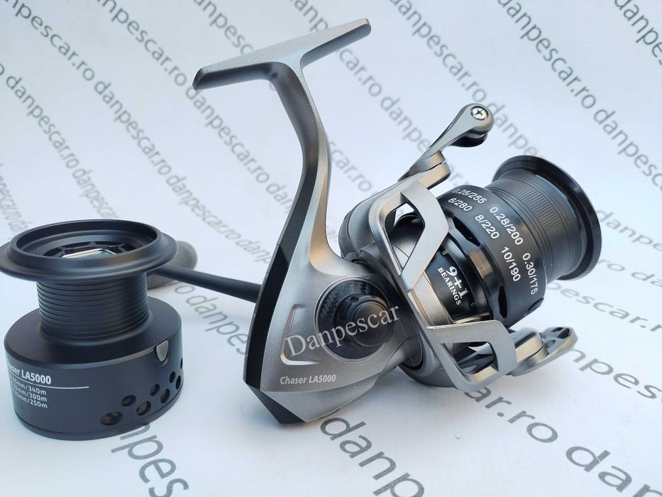 SET 4 Mulinete Feeder si Crap PRO FL CHASER LA5000 tambur Long Cast