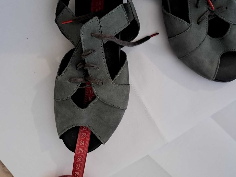 Сандали зелени Think  №38, естествен велур