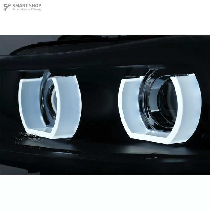 Faruri Xenon 3D Angel Eyes LED DRL BMW Seria 3 E90 E91 (2008-2011) Neg