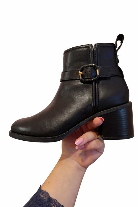 Botine din piele naturală, 39, gamă Clarks Signature, toc 7 cm, -50%