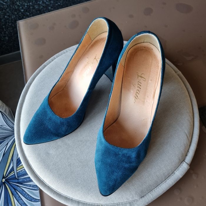 Pantofi damă albastri piele naturala, 39