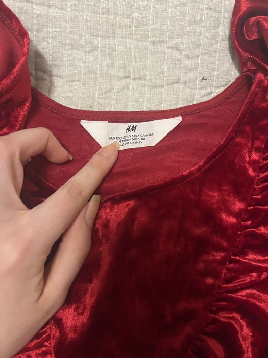 Rochie rosie din catifea pentru fete 11/128 cm