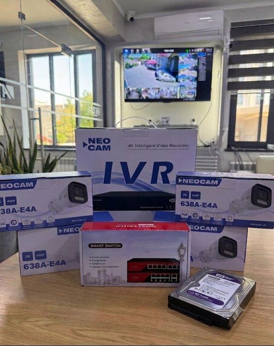 4 ta komplekt kamera ustanovkasi ichida ovoz yozadi rangli tasvir