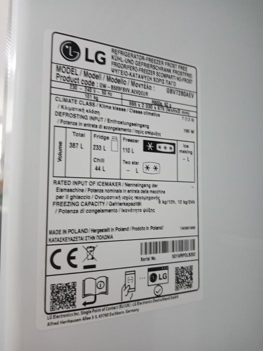 Vând combina frigorifica LG Clasa A