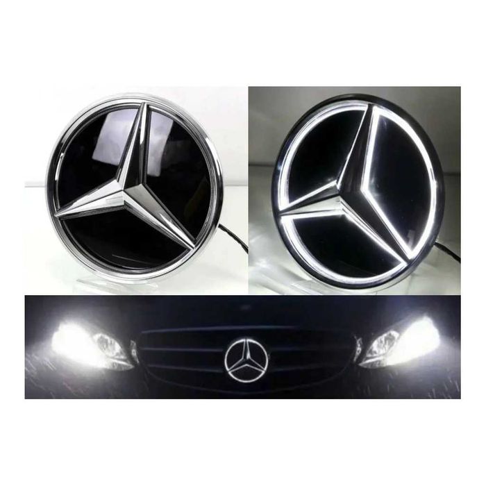 LED светеща стъклена емблема Mercedes-Benz 185 мм – W213 / W205 ,E class,C class