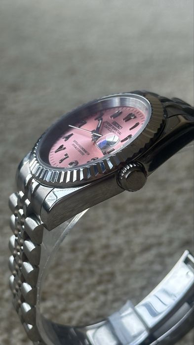 Ceas Seiko Datejust Arabic Albastru si Roz