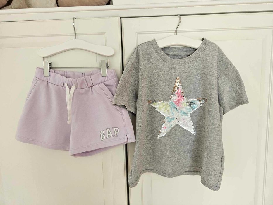 Момичешка тениска и къси гащи Gap - 6-7 години