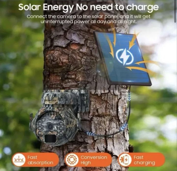 Camera video vanatoare rotativa 4G cu SIM si panou solar noua