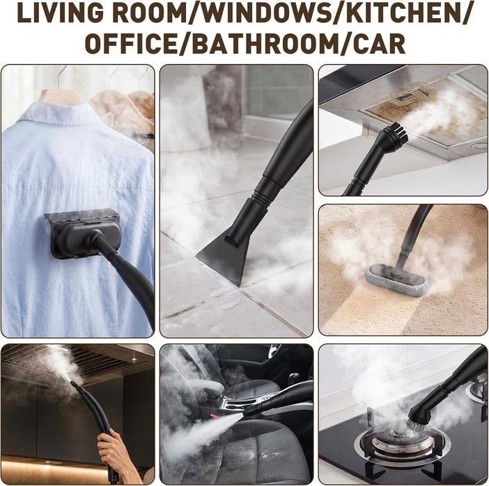 Aparat de curățat cu abur portabil 1500 W, aparat de curățat cu abur manual  rezervor de apă de 1,7 l, 110 °C