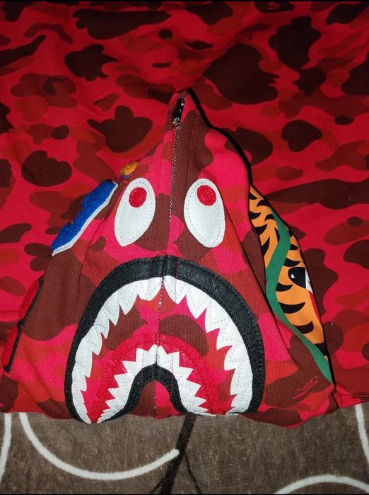 BAPE Zip Up Red Color Camo Shark