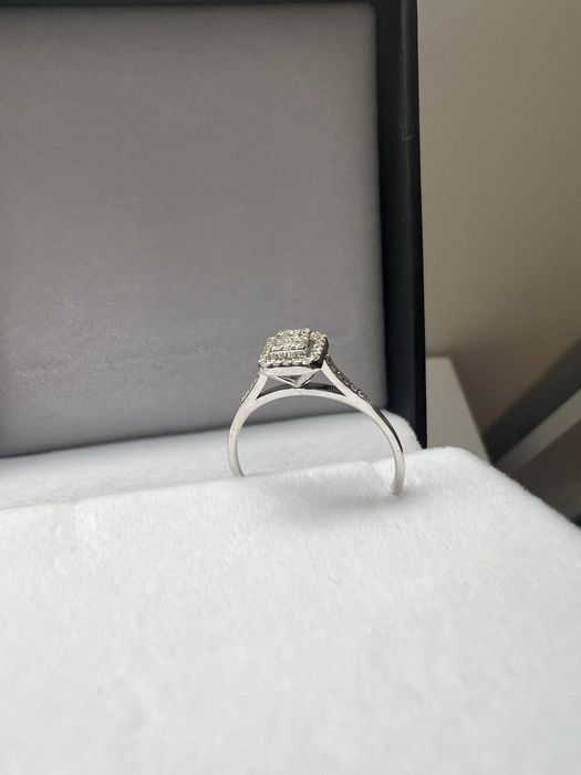 Inel aur alb 14 k cu diamante