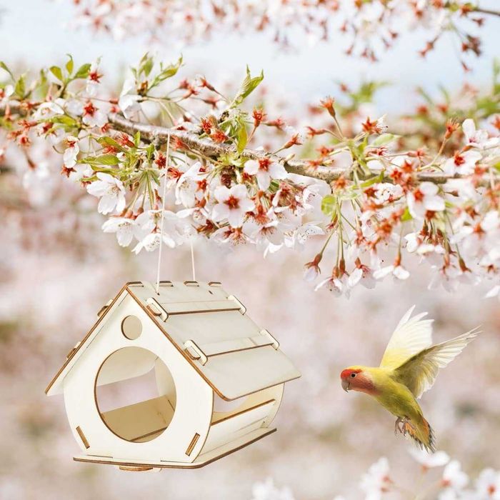 Casuta pasari din lemn DIY pentru asamblare si pictura 25 x 20 x 19 cm