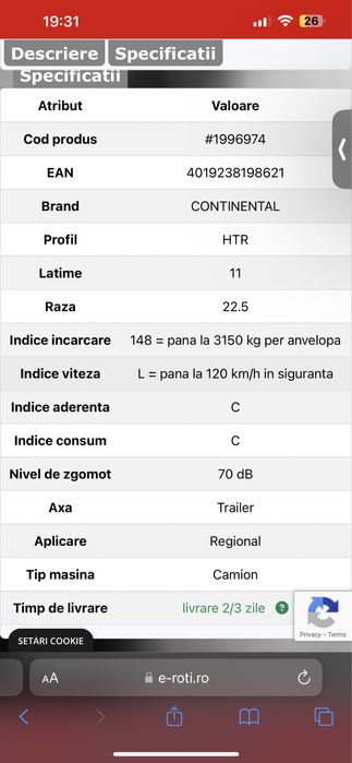Cauciucuri Continental Camion HTR 11R22.5 148L