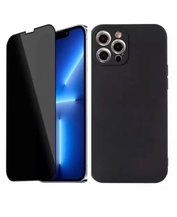 Husa XCASE si Folie Sticla 6DPrivacy Iphone 13/14/15/16E/16/17 PRO MAX