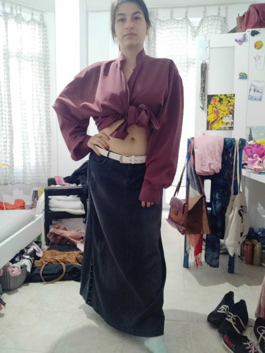 Широка риза бордо