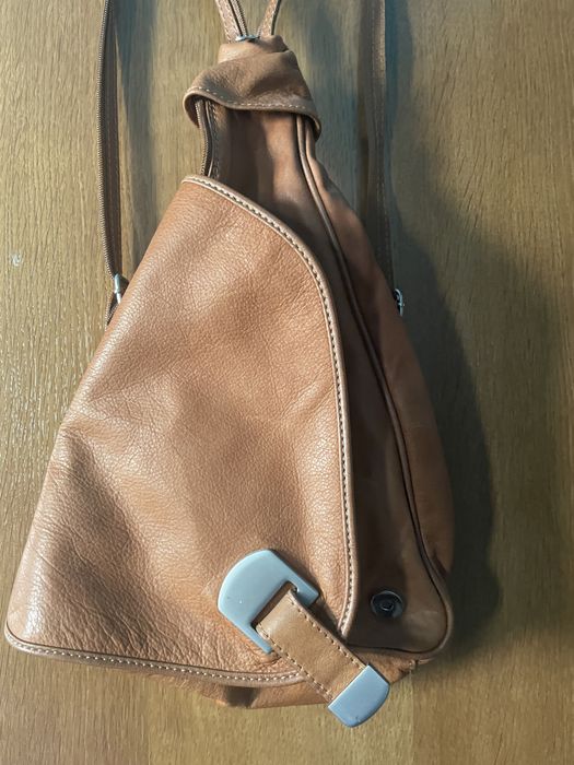Rucsac maro deschis din piele naturala