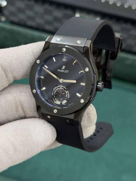 Hublot Classic Fusion Tourbillon Black Ceramic – Black Dial, Black Rubber Strap