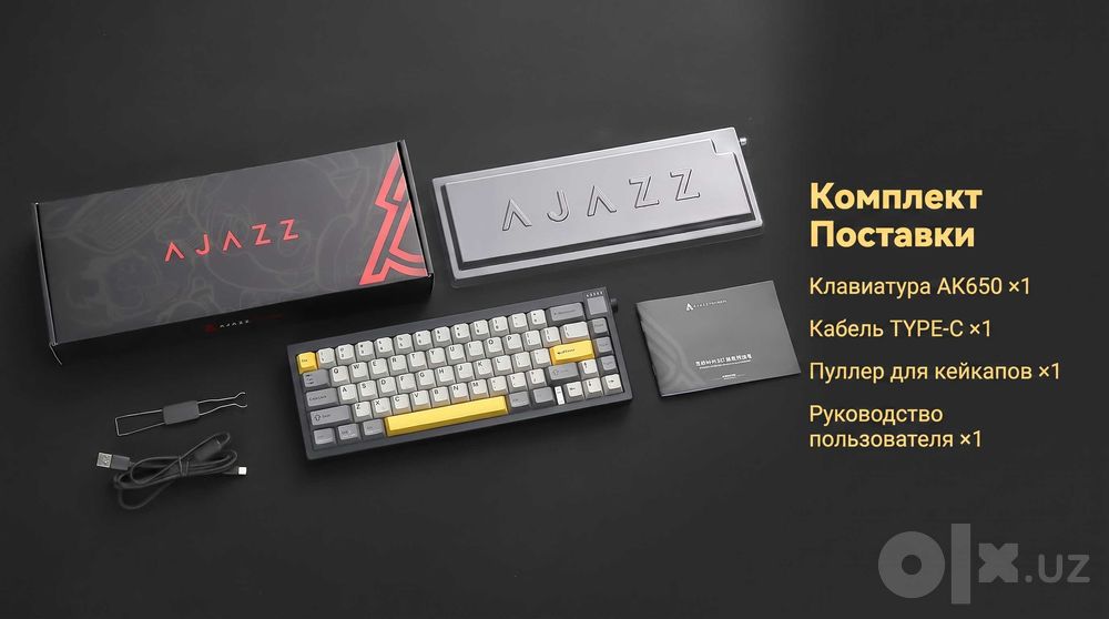 Mexanik Klaviatura AJAZZ AK650, Simsiz 2.4G va Bluetooth, TFT Ekranli