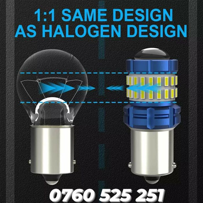 Set Două Becuri Led P21W-BAU15S-1156/T20 7440-7443 Alb-Rece-Rosu