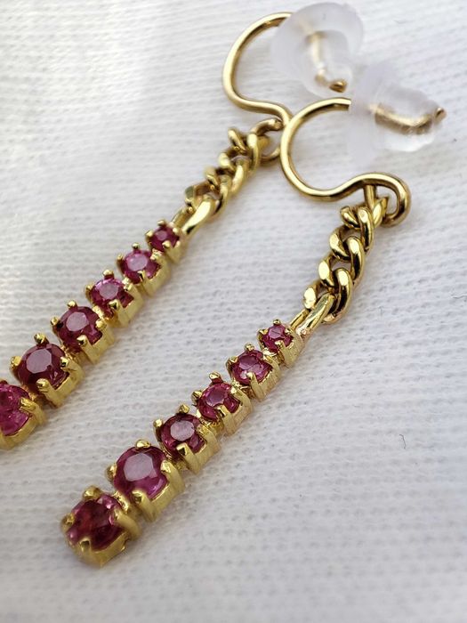 Cercei Aur 19.2K Cu Rubine Naturale Roz Portugalia Aur 800