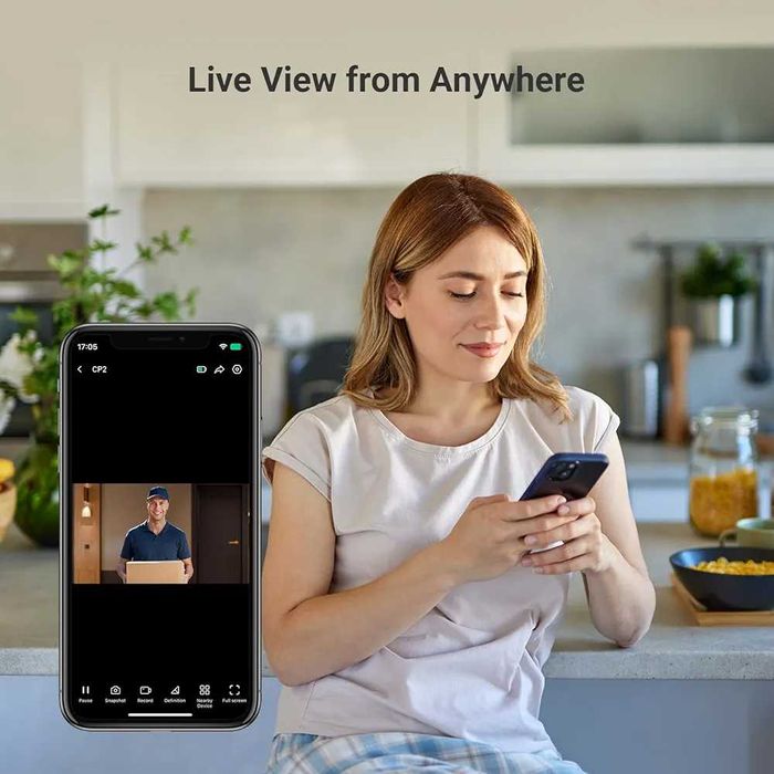 Безжична шпионка за врата EZVIZ CP2 с 4.3" монитор, отвор 14–26 мм...