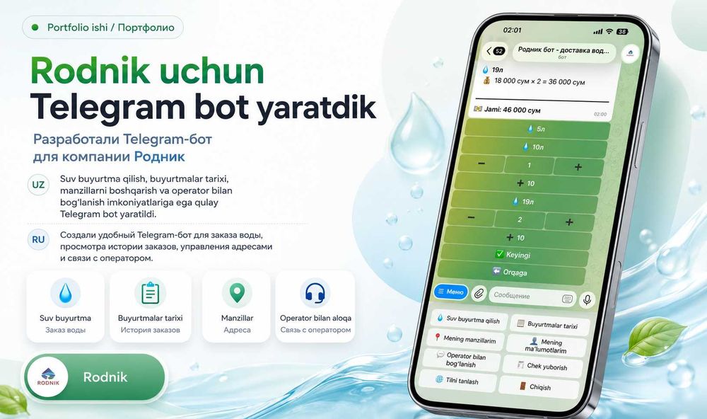 Telegram bot yaratish, Mini APP, Разработка телеграм бот мини веб апп