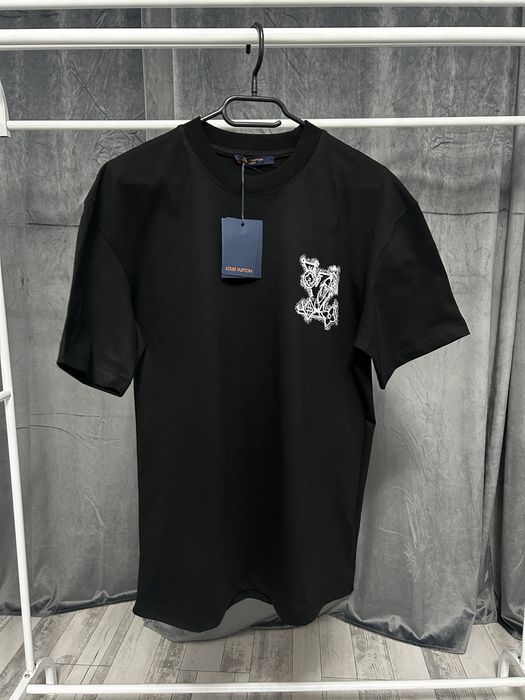 Louis Vuitton tricou negru brodat model premium S-XXL nou