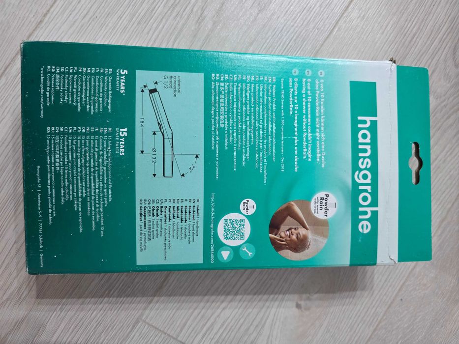 Pară de duș Hansgrohe Rainfinity, 3 jeturi, EcoSmart+, crom 26862000