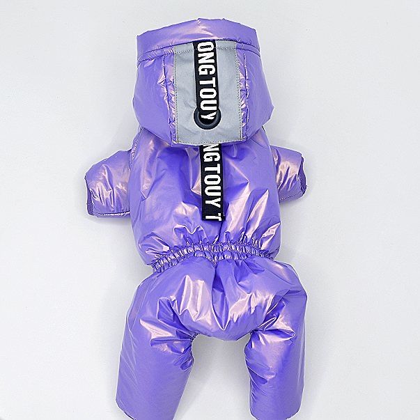 Кучешка дрешка яке пухкаво гащеризон с качулка за куче луксозно лилаво