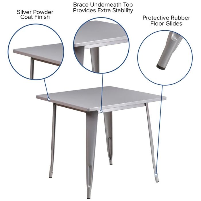 Метална маса Flash Furniture Parker Commercial Grade