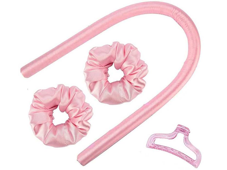 Дълъг сатенен ролер за къдрици с 2 броя скрънчита и с 1 бр. шнола