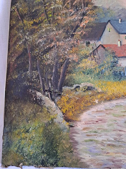 tablou vechi pictura pe panza 55/46 cm provenienta Franta