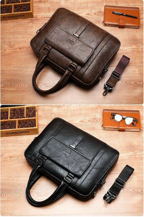 Мужская сумка для ноутбука мужской jeep  ПУ кожа кожанная