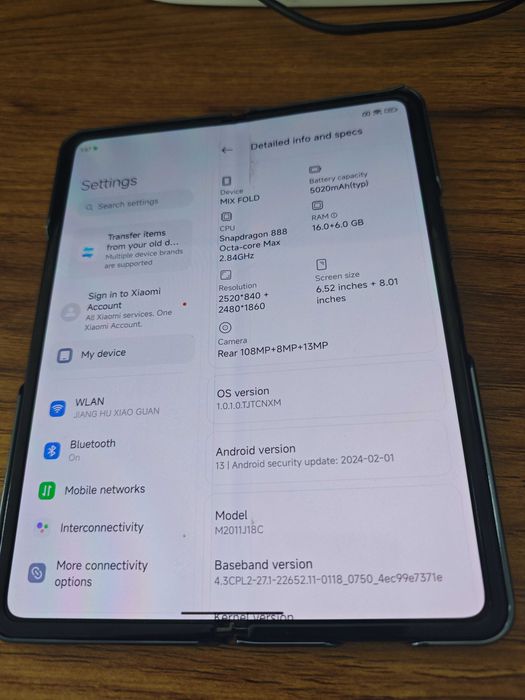 XIAOMI MIX FOLD Классический складной телефон Xiaomi