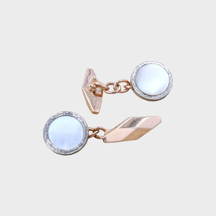 Butoni din aur roz 18k cu sidef-cod 8495