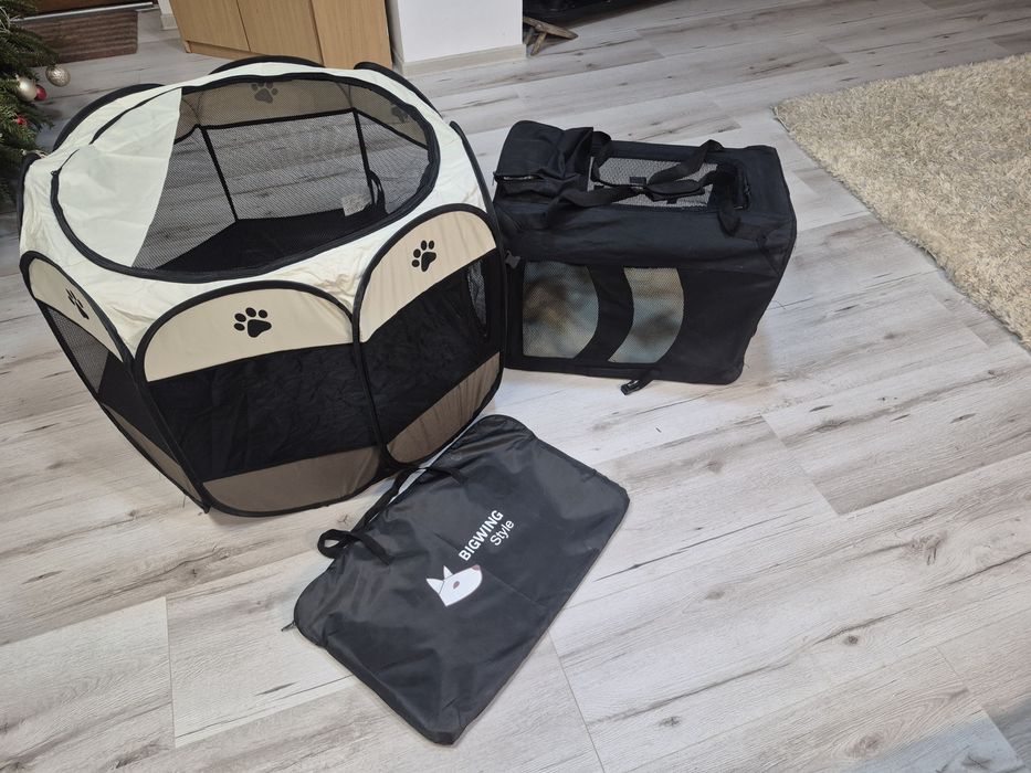 Țarc și geantă de transport animale