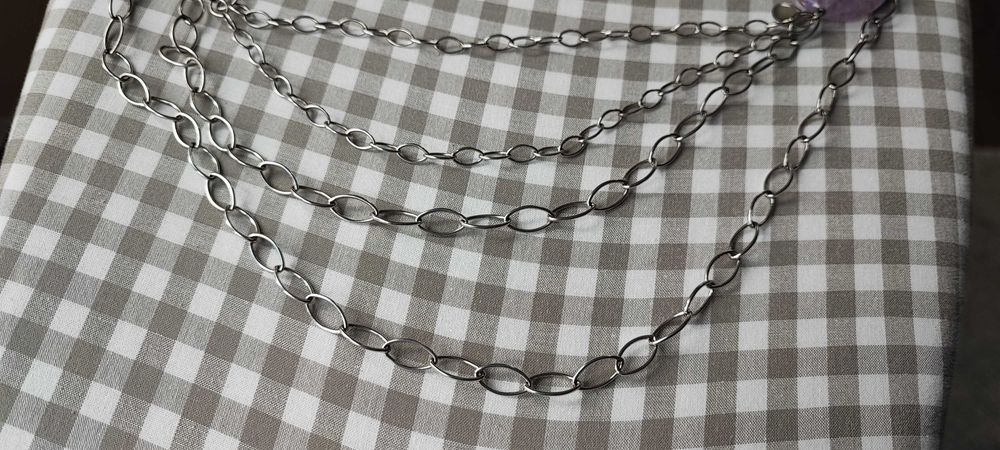 Сребърно родирано колие с естествен камък 55.76 грама / проба 925