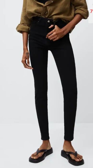 Blugi bumbac cu talie înaltă- Mango