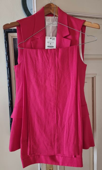 ZARA 100% лен нов, с етикет костюм панталон и елек