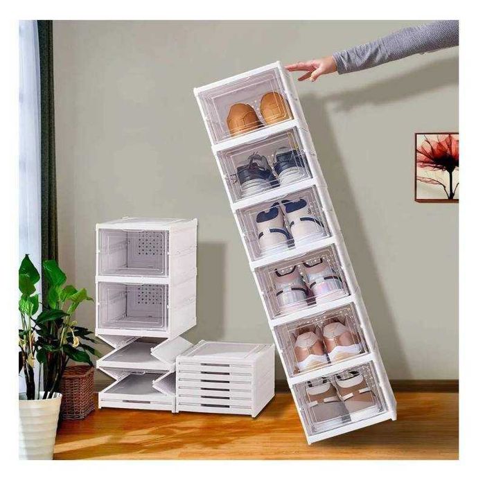 Шестиярусная полка для обуви. Белый ящик для хранения обуви