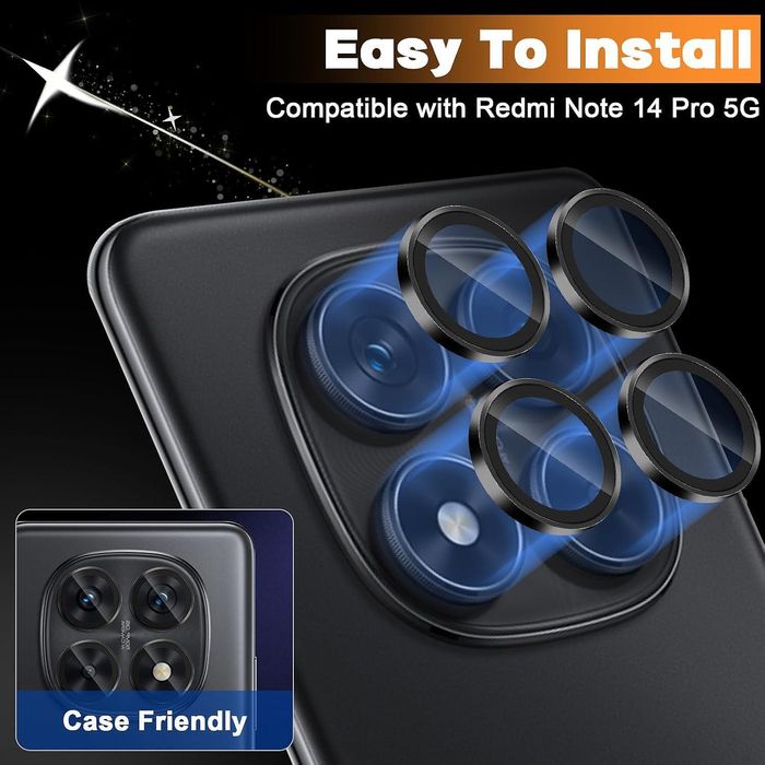 Стъклен протектор за камера тип рингове за xiaomi redmi note 14 pro 5g