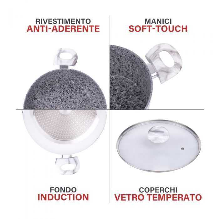 Комплект кухненски съдове от 8 части Айсберг, SìChef - Тиган, Тенджера