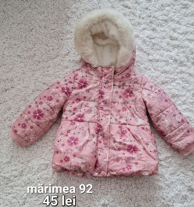 Geacă fete roz groasă îmblanita iarna MĂRIMEA 92