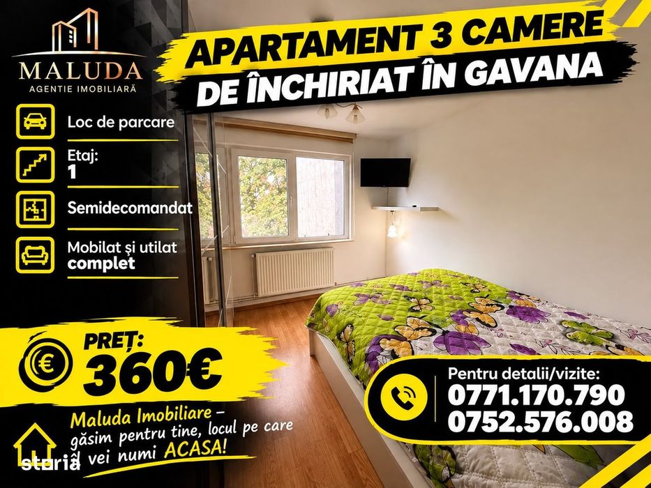 Apartament 3 camere de inchiriat in Gavana!