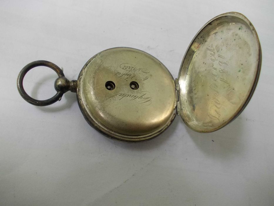 Ceas vechi de buzunar defect din argint 1891