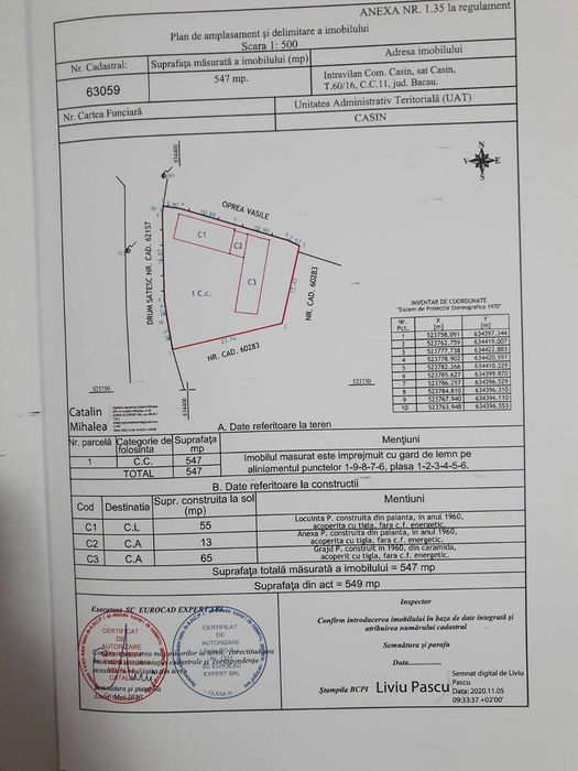 Casă + teren de vânzare in comuna Casin Zona Centrala